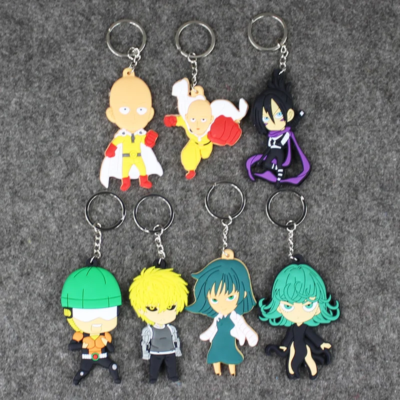 

7pcs/lot ONE PUNCH-MAN PVC Figure Saitama Jie Nuosi Tatsumaki Key Chain Pendant Toys Doll Keychain Toy 7-8.5cm