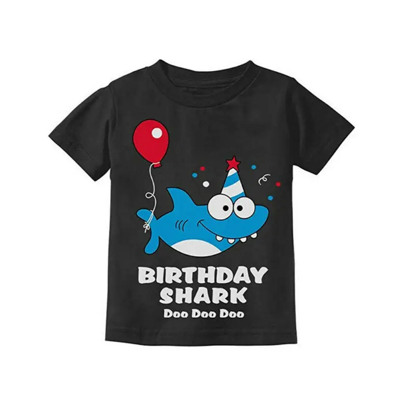 Летние топы для новорожденных, одежда для маленьких мальчиков и девочек, детская футболка с принтом акулы, хлопковая одежда