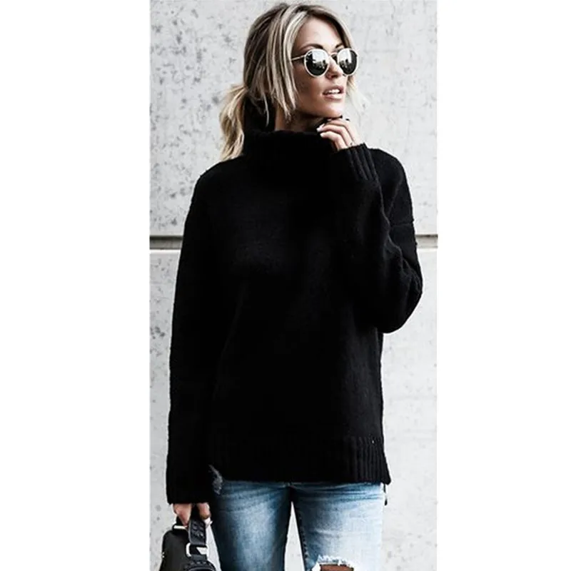 SINFEEL брендовый Модный осенне-зимний теплый свитер с высоким воротом и длинными рукавами, Женский пуловер, вязаные свитера, топы
