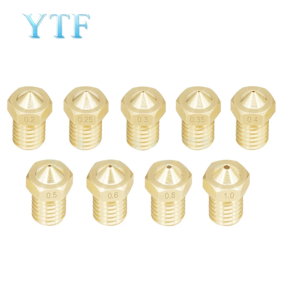 

5pcs 3D Printer parts V5 V6 M6 threaded Nozzle 0.2 0.25 0.3 0.4 0.5 0.6 0.8 1.0mm for 1.75mm 3.0mm filamnet Full Metal E3D