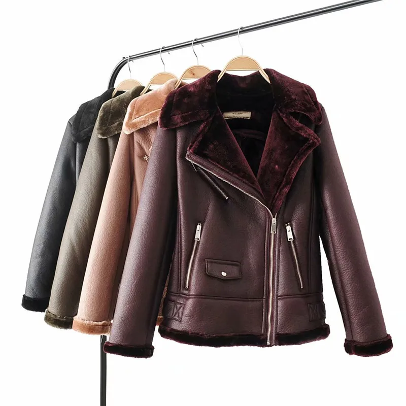 

Chamois Suede Coat Women Winter Flocking Thicken Fluff fur Woat Female Warm Tops Short Jacket Double-faced Fur Outerwear H639