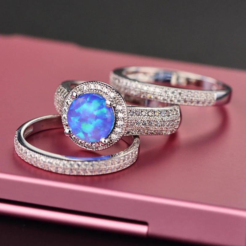

Set of rings Beautiful Charms Multi Color Fire Mystic Opal 925 Sterling Silver Band Ring Size 5 6 7 8 9 10 11 HERR0006
