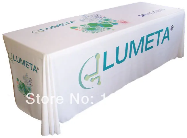 

8ft Tradeshow Table Throw Open Back Table Cover Printed Full Color Tablecloth