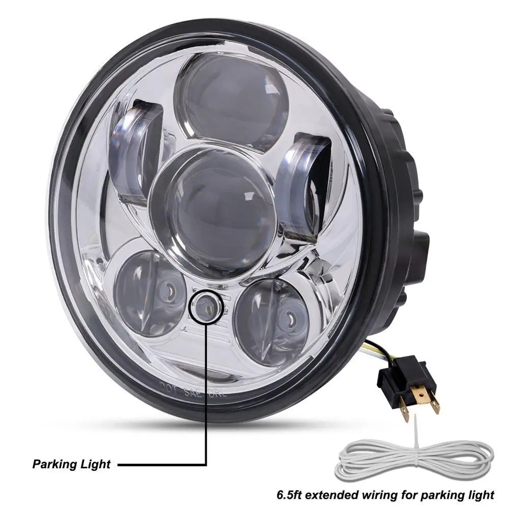 

5 3/4 5.75 inch New motor Projector Round LED Headlight Headlamp DRL Chrome For Harley Davidson Motorcycles