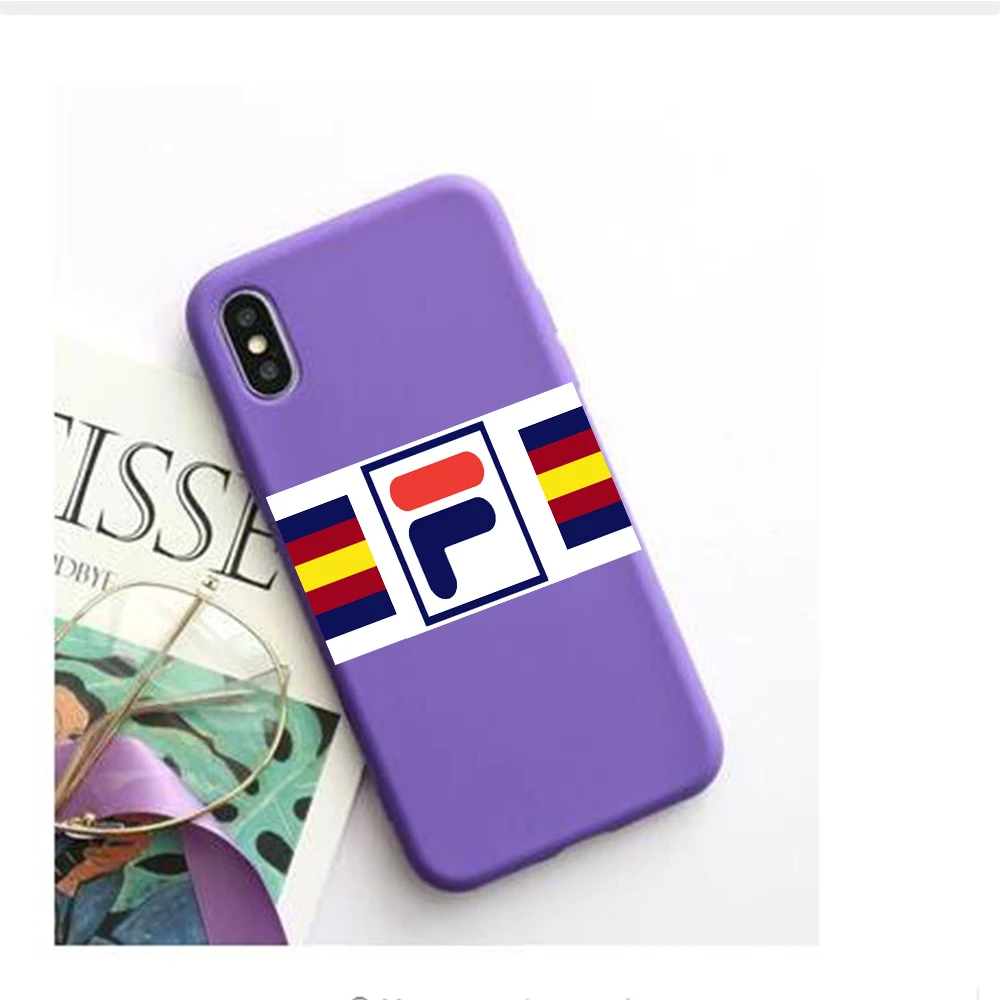 Candy Color phone Case For iphone X 7 8 XS XR XSMAX Black silicone New Italy sport brand case Pink Red Black Yellow White Cover