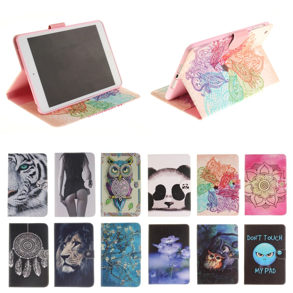 

Lion Tiger Print Fold Stand PU Leather Wallet Case Smart Cover for Apple iPad 5 Ipad5 tablet cases For Apple ipad Air 1 9.7'' #C