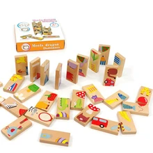 Детские игрушки домино с животными 28 шт. строительные блоки деревянные игрушки из бука дерево младенец домино развивающие игрушки Детский подарок MZ97