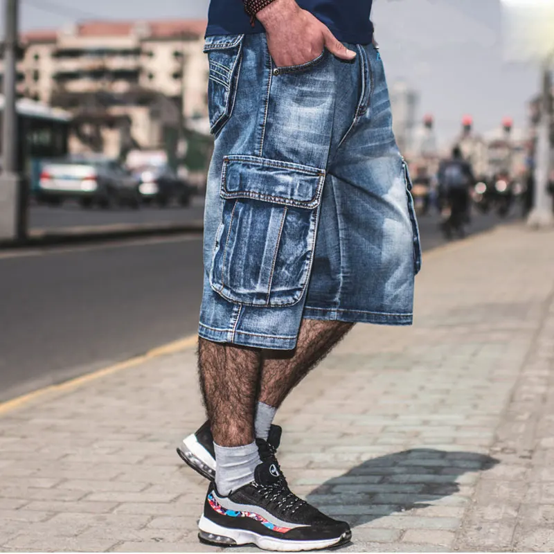 NEW Brand Mens Big size Loose baggy Short jeans for men boy's Hip Hop Skateboard pants for Rappers Rap trousers blue hiphop NEW Brand Mens Big size Loose baggy Short jeans for men boy's Hip Hop Skateboard pants for Rappers Rap trousers blue hiphop