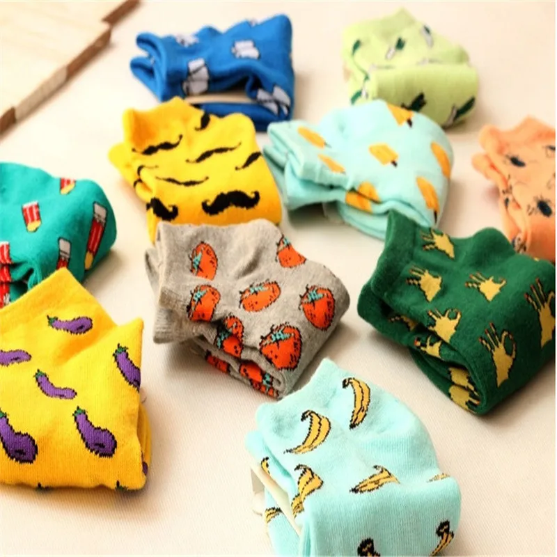 

New Cute Fruit Color Love Candy Color Cotton Sock Summer Style Women's Carton Socks Women's Thin Sock Slippers