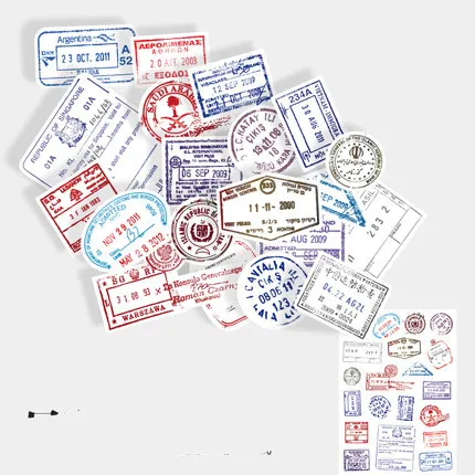 

20pcs Visa Postmark Luggage Sticker Personality Suitcase Sticker Waterproof Guitar Trolley Box Decoration Sticker