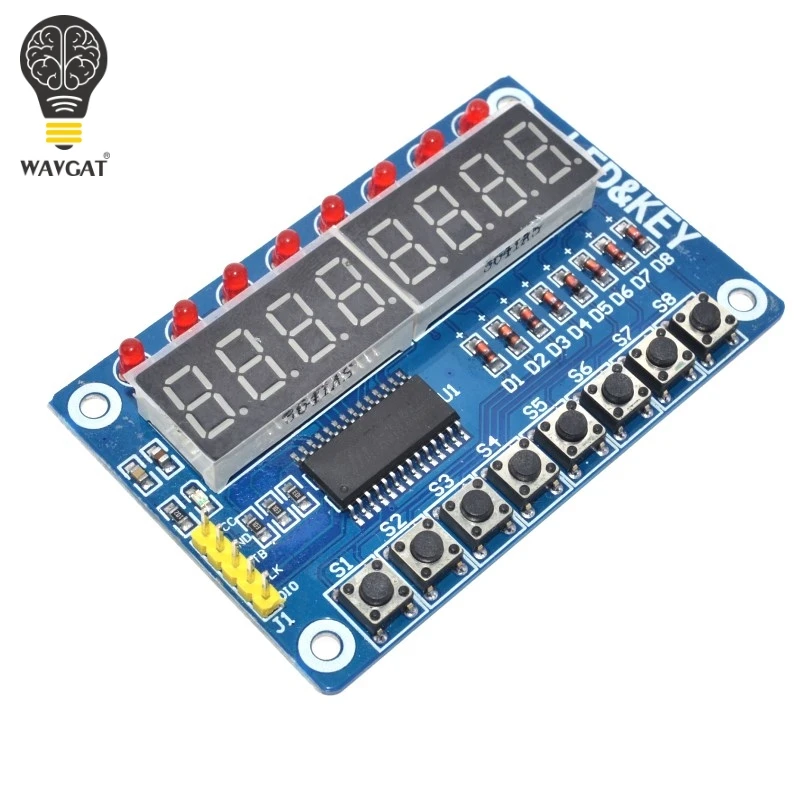 TM1638 модуль ключ Дисплей светодиодной лампой для AVR Arduino 8 бит цифровой светодиодный трубчатая лампа 8-Bit WAVGAT