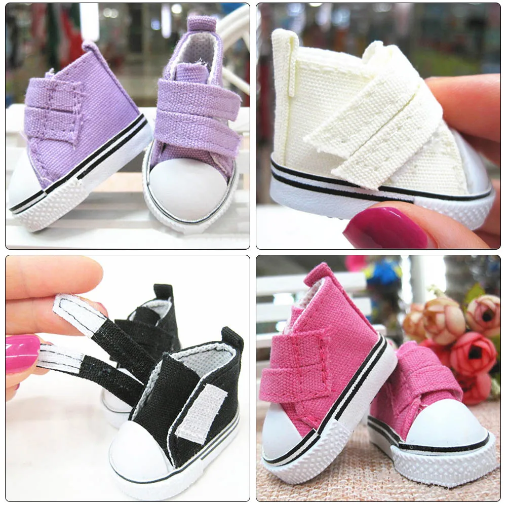 

5cm Doll Shoes Denim Sneakers For Dolls Fashion Denim Canvas Mini Toy Shoes 1/6 For Handmade Doll