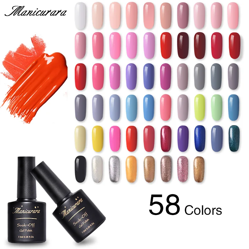 

Manicurara 7.5ml Gel Polish Set Soak Off UV LED Gel Semi Permanent Gel Varnish Primer for Nails Manicure Lamp Gel Nail Polish