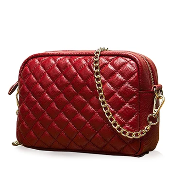 

2020 All-match Women Messenger Bagss Genuine Leather Chain Shoulder Bags Ladies Diamond Lattice Small Crossbody Bags Women