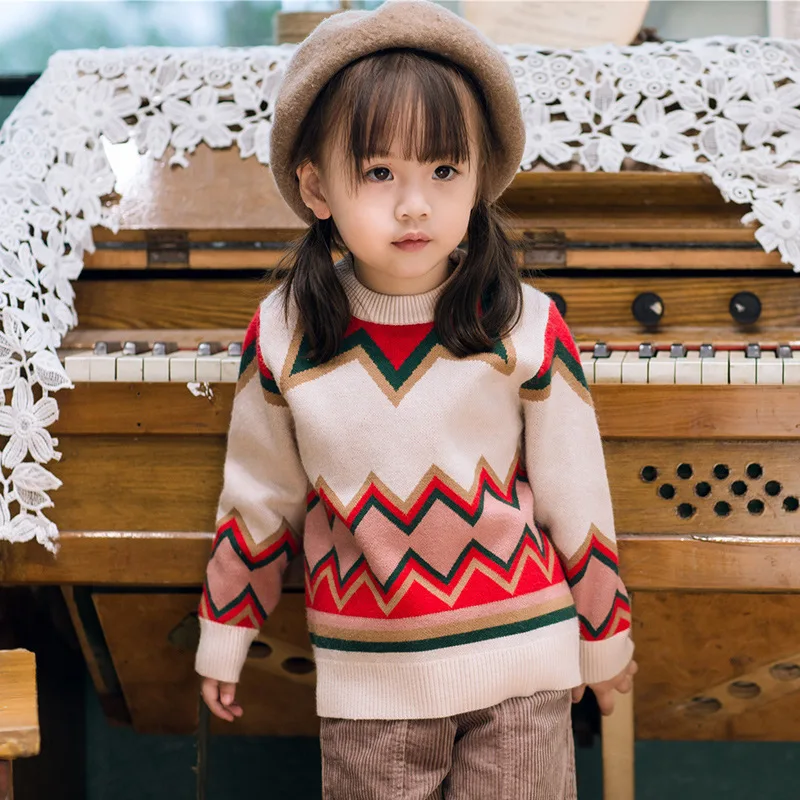 

New Baby Girl Casual Sweater Tops Cotton Winter School Cardigan Knitted Warm Sweater Baby Girl Clothes For 2-8years Old Gilr