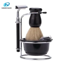 HAWARD бритва мужской бритвенный набор щетка щетина волос+ подставка из нержавеющей стали+ чаша+ 2 лезвия бритвы+ 5 шт. сменная бритвенная головка