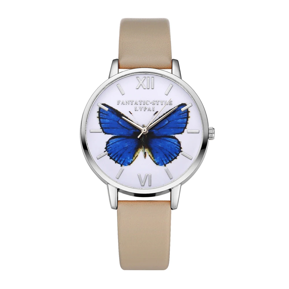 Для женщин часы Мода из искусственной кожи часы-бабочка для Для женщин кварцевые женские наручные часы Баян Кол saati - Цвет: 04