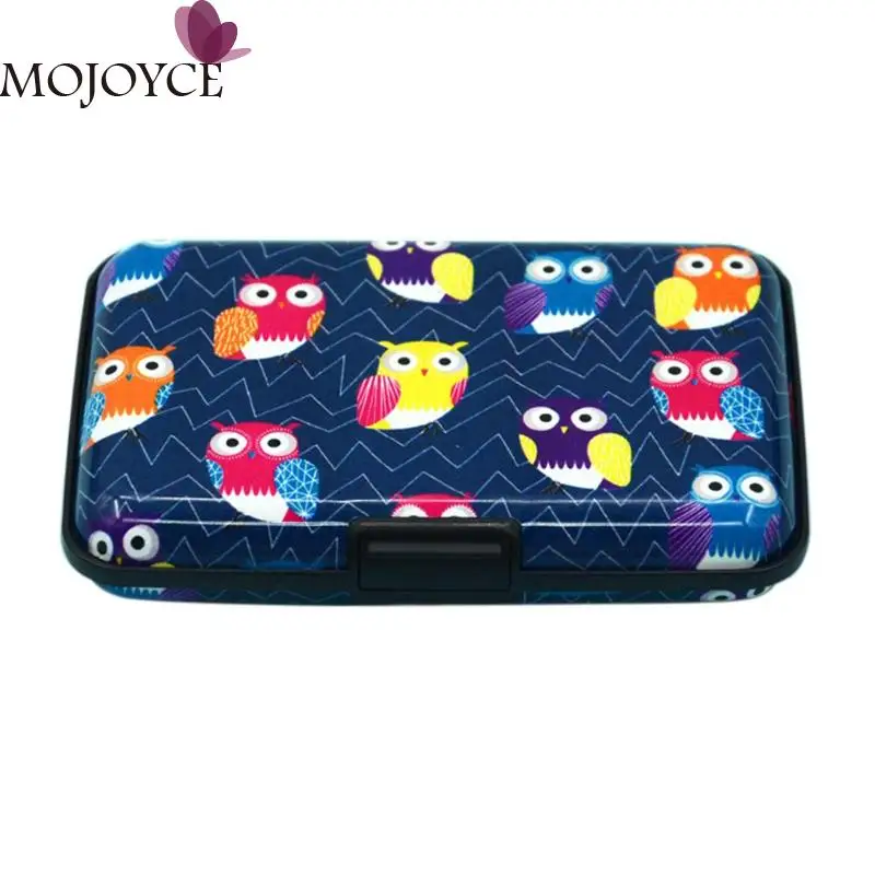 

Tower Print Aluminum Business ID Credit Card Case Holder Brand Metal Wallet Anti RFID Card Box For Men Women Birds Pattern Bag