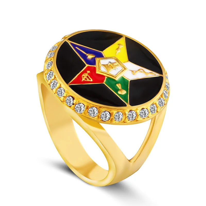 

DANZE High Quality Satan Mens Signet Rings Crystal Pentagram Star Titanium Steel Ring Awesome Hollow Out Men Jewelry Anel Bague