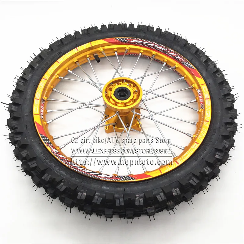60/100 14 GuangLi Tyre 1.40 14" Inch Front Dirt Bike Pit Bike Racing Full Wheels Aluminum Alloy