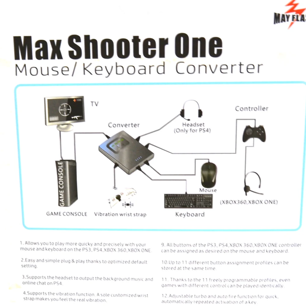 Высокое качество 8в1 Max Shooter ONE mouse/Key board конвертер адаптер для xbox one/PS4/PS3/xbox 360 Voice Promp tvibration