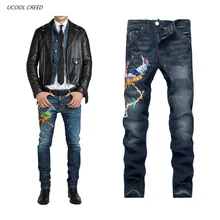 Известный Бренд DSQ Джинсы Стиль Дизайна Мужчин Джинсы Slim Fit Мужской Мужчины Байкер Джинсовые Брюки Тощий Moto Ripped Вышивка Брюки
