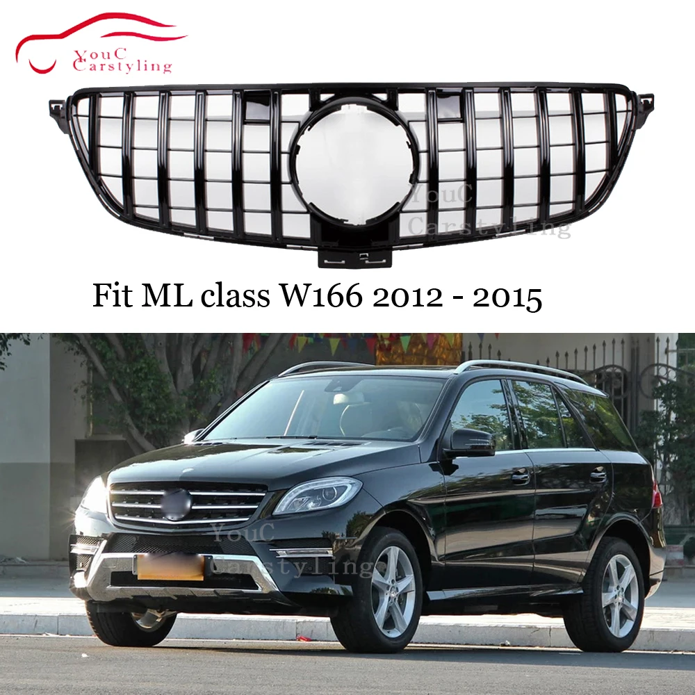 Решетка переднего бампера для Mercedes Benz ML Class W166 GT Style Grill Mesh 2012 2015 ML300 ML320 ML350 ML400 ML450