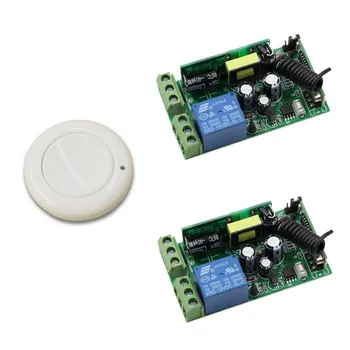 

New AC 85V 110V 120V 220V 250V 1CH Wireless Remote Control Lighting Switch 2Receiver & Transmitter Round for Lamp & Light ON OFF