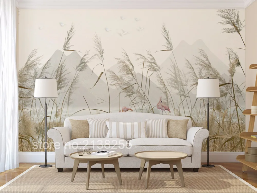Personalizado 3d Pared Murales Fondos De Pared Lotus Living Cama