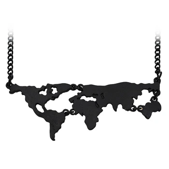 

2019 outdoor tools Europe and the United States explosion models jewelry exaggerated alloy creative world map necklace 3 color
