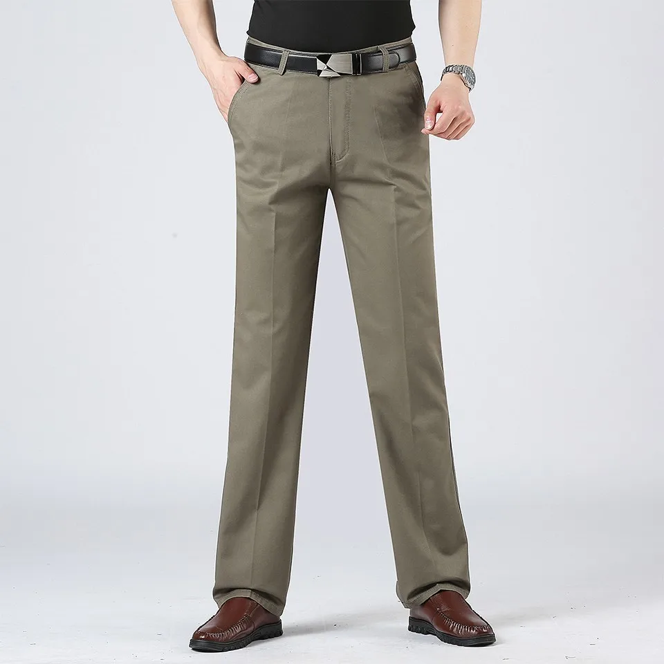 

Plus Size 40 Men Spring Summer Brand New Business Casual Pants Men Washed Cotton Solid Fashion Soft Trousers Pants Men Clothing