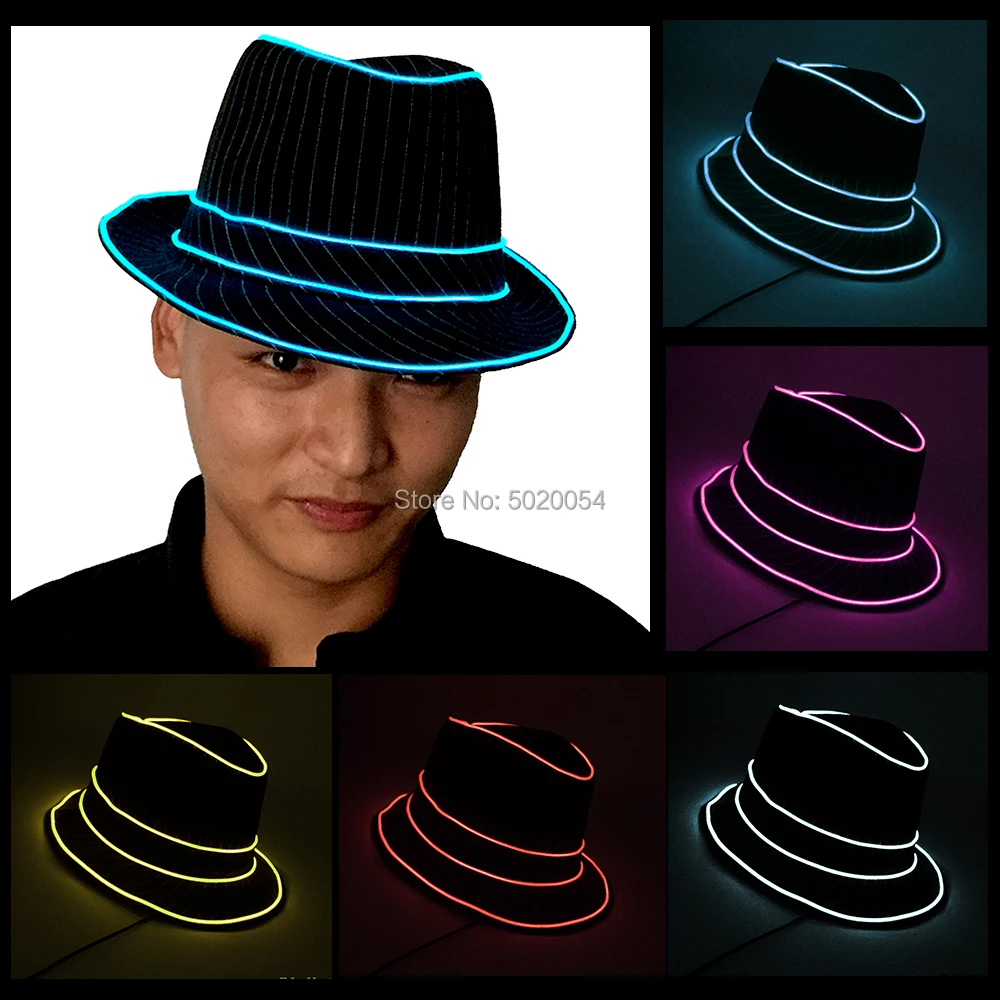 GZYUCHAO EL Lighting Glowing Topper Wire Flashing Hat Wedding Dress Up LED Gentleman For Birthday Christmas | Тематическая одежда