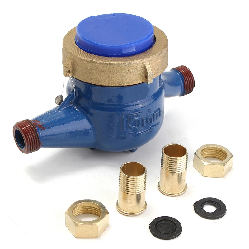 

Mayitr 15mm Plastic Water Meter Cold Single Flow Dry Cold Water Table Garden Home Water Measuring Meter Tools