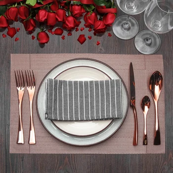 

Lekoch 4PCS/Set Rose Gold Dinner Set Stainless Steel Cutlery Dinner Forks Knives Scoops Set Tableware Set Gift for Mum