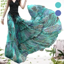 Летние богемные Повседневное из шифона и тюля с цветочным принтом Gypsy Boho плиссированные пляж Макси Юбки для женщин женские/женский длинный plissee