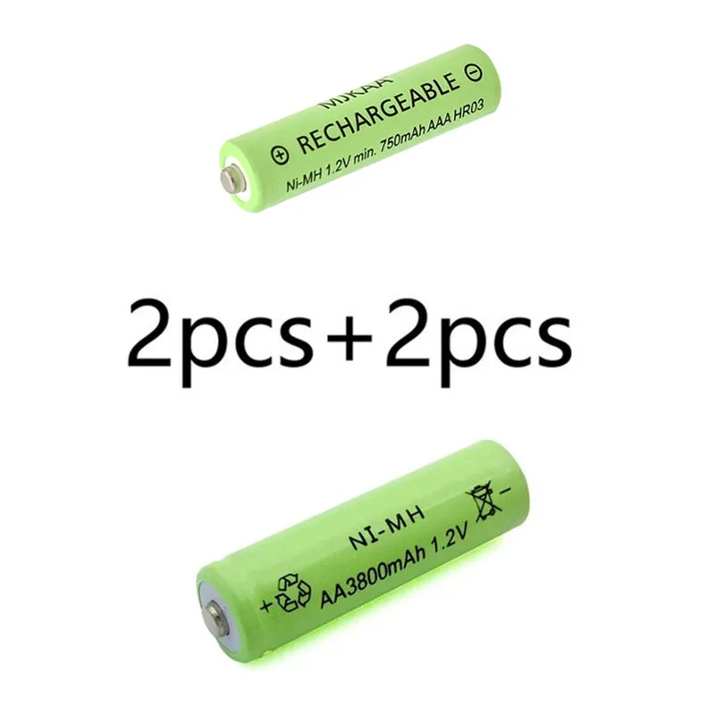 20 шт AA 3800mAh Ni-MH аккумуляторы+ 20 шт AAA 750mAh Аккумуляторы - Цвет: 2pcs and 2pcs