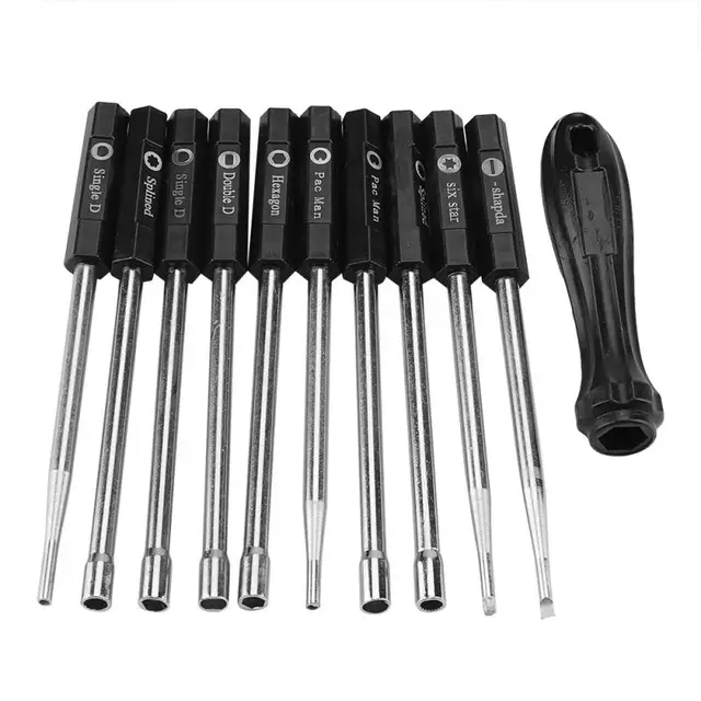 10 PCS Carburetor Adjustment Set Screwdriver Card Tool Splined Pacman Double D Type magnetizer demagnetizer bithouder