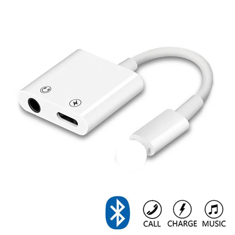 Для lightning/3,5 мм Aux Jack кабель для наушников IOS 12,3 для iPhone X 8 7 Plus XS Max Bluetooth Adaptador вызова аудио адаптер - Цвет: white