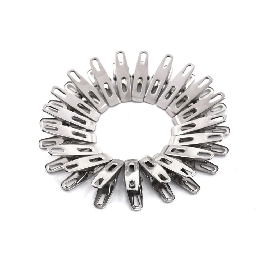 Stainless Steel 20Pcs Clothes Pegs Hanging Pins Clips Laundry Household