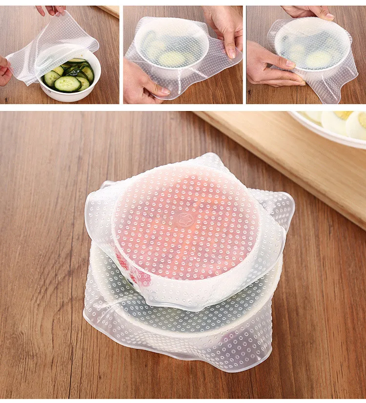 4PCS Silicone Cap Kitchen Foldable Food Cover Food Cover Umbrella (8)