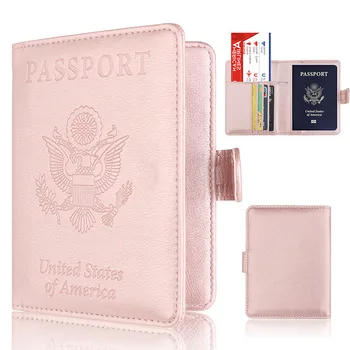 

Storage Bag PU Leather Passport Holder Wallet Cover Case RFID Blocking 14.2cm x 9.8cmTravel Wallet 2018 C#