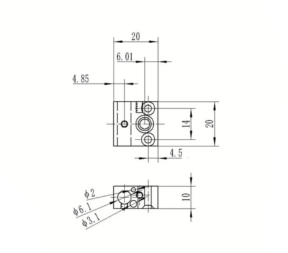 Части 3D принтера CR-10 блок нагревателя j-головка экструдера HotEnd CR10 цельнометаллическая алюминиевая печатающая головка 20x20x10 20*20*10 мм