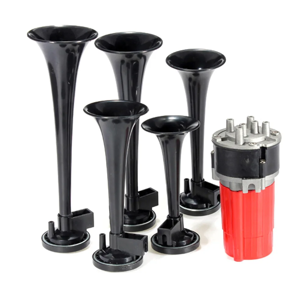 5pcs 125dB Black Trumpet Musical Dixie Car Duke of Hazzard with Compressor 12V Car Vehicole Air