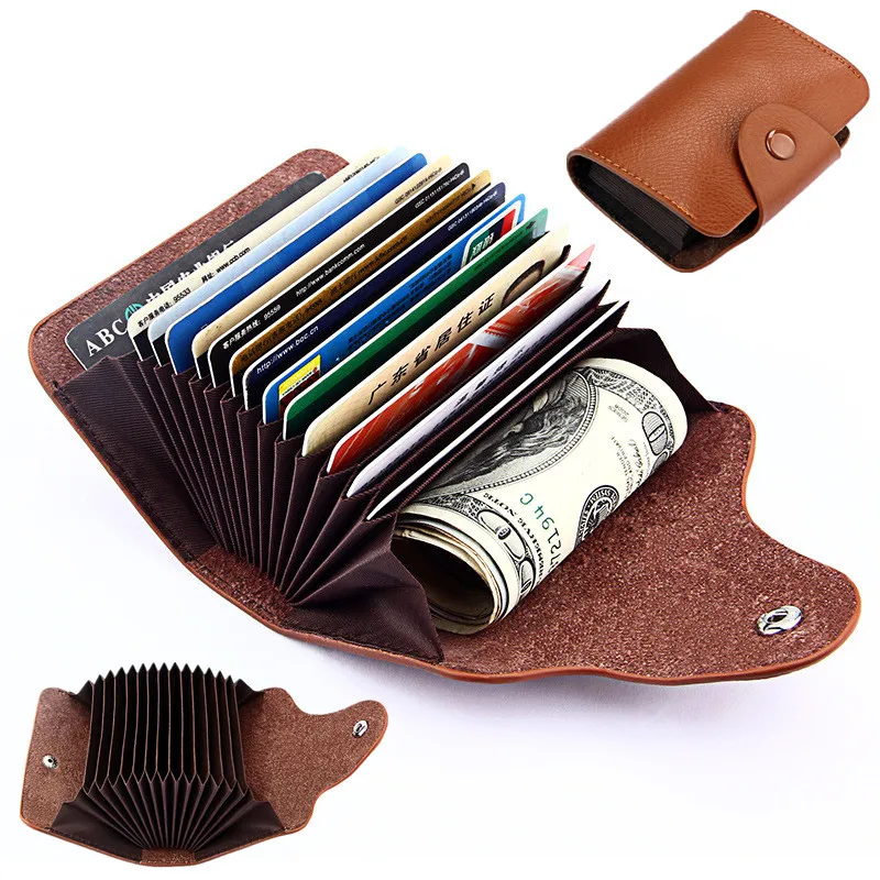 Simple Fashion Genuine Leather Organ Card Bag ID Holders 13 Card ...