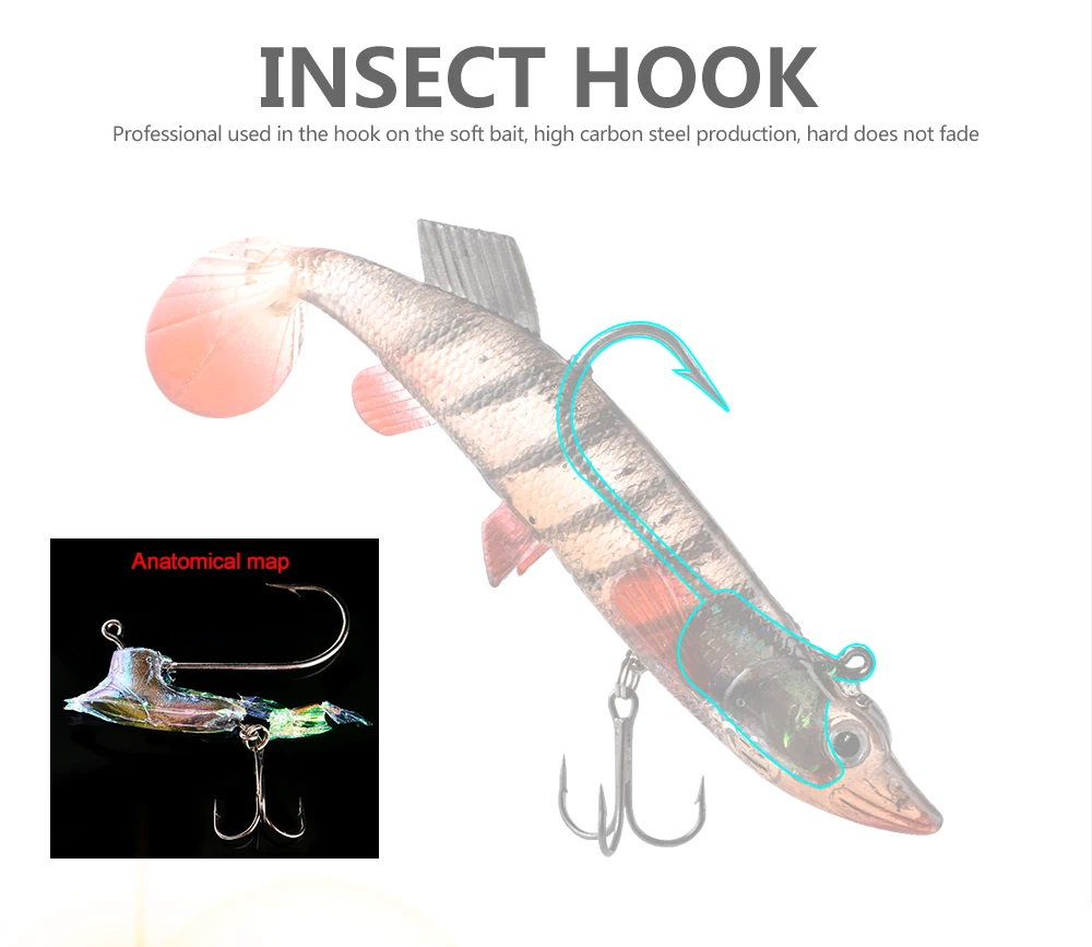 Рыбы король 8/10/12/14 см 6 Цвет мягкий 3D глазами, свинец рыболовные приманки с хвост Щука Мягкая приманка с тройным крючком наживки, искусственная наживка блесна