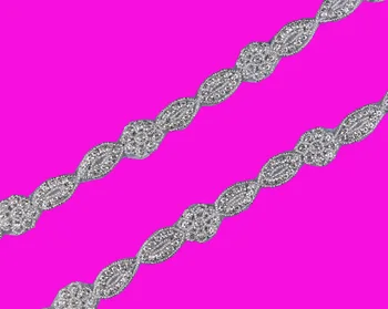 

10Yard Wholesale Iron On Rhinestone Applique Trim Luxury Hot Fix Beaded Crystal Trimming Use For Girl Wedding/Bridal Dress/Shoes
