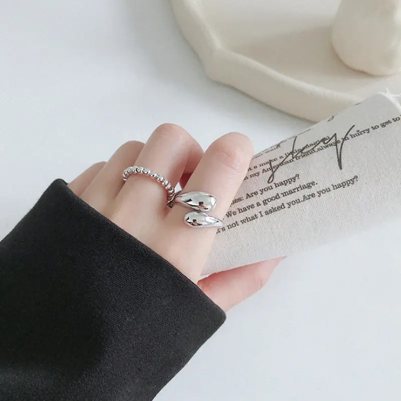 F.I.N.S минималистичное кольцо в форме капли воды 925 Серебряное кольцо для женщин, массивное Женское Обручальное кольцо на палец, подарки для женщин, хорошее ювелирное изделие