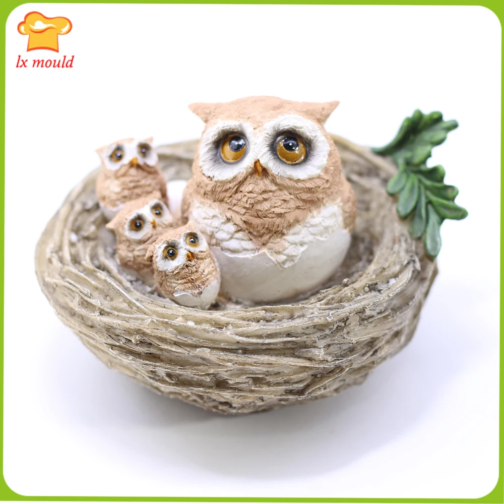 

LXYY MOULD 2019 new owl nest silicone mould, food safety, cake decoration candle soap candy mold home decoration decoration mold