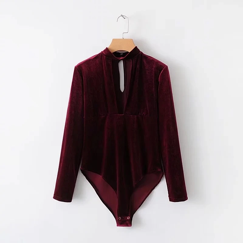 

LYFZOUS Sexy Halter Velour Body Shirt Blouse Women European American Style New Hollow Out Solid Color Casual Slim Velvet Tops