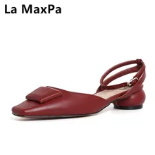 Весенне-летняя новая женская обувь, модные сандалии в стиле ретро с квадратным носком и бантиком, повседневная обувь на толстом каблуке с пряжкой и ремешком на низком каблуке